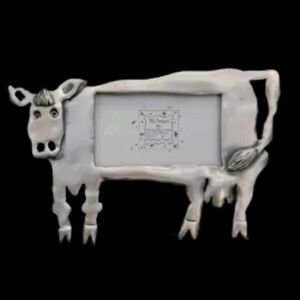 Folk Frames Ruth Reynolds Darby COW Pewter Picture Frame Farmhouse Vintage 1997